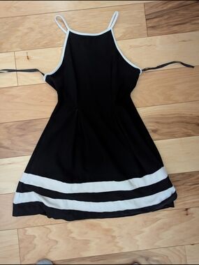 Monteau Black Mini Dress with White Trim
